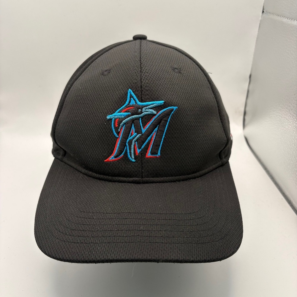 OC Sports Miami Marlins MLB Baseball Cap Black Performance Mesh Adjustable Hat
